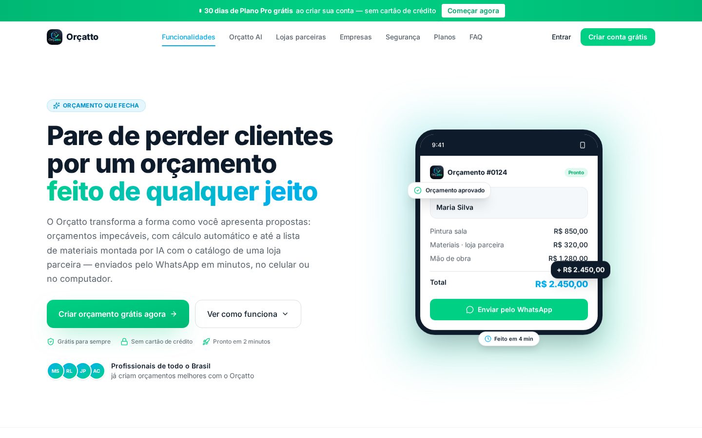 Preview de Orçamento Rápido